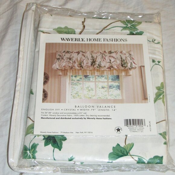 New Vintage Waverly English Ivy Balloon Valance 79" Width x 14" Length - Picture 1 of 3